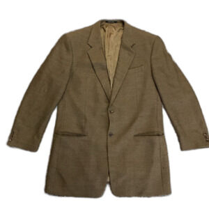 Armani Collezione Tan Black Chevron Wool Cashmere Sports Coat Suit Jacket Sz 42L